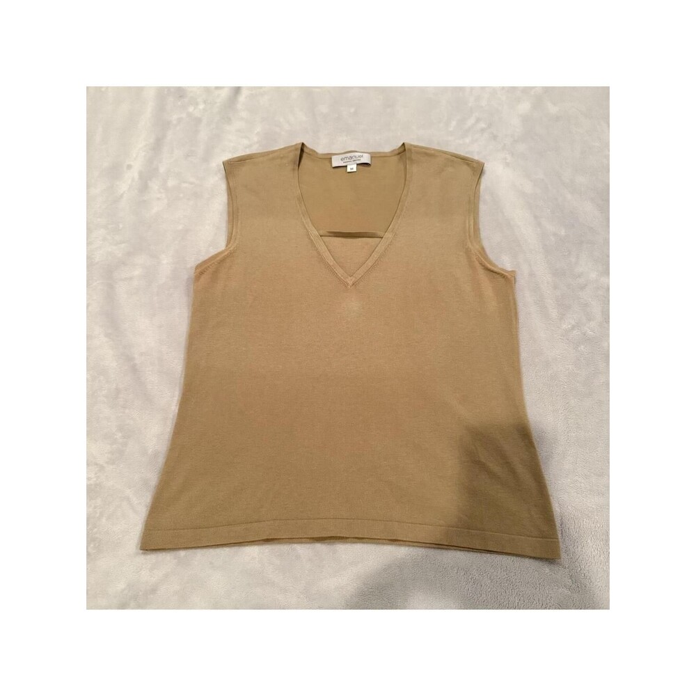 Emanuel Ungaro Women's Tan Silk Blend Knit Top M